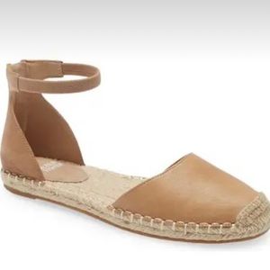 Eileen Fisher Women’s Lala Tumbled Leather Espadrille Flat  Shoes Size 9 Brown